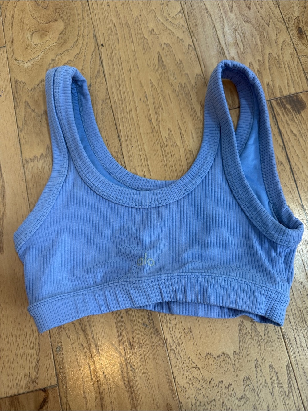 ALO Yoga Ribbed Light Blue Sports Bra